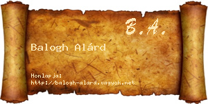 Balogh Alárd névjegykártya